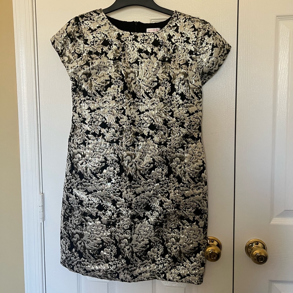 Silver and Black Jacquard Dress